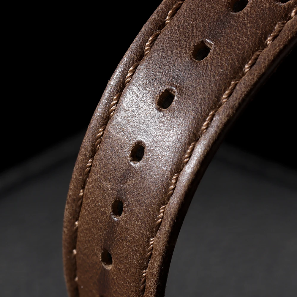 18mm 20mm 22mm Vintage Echtleder-Armband Universelles Rindsleder-Uhrenarmband Poliert & Matt Atmungsaktives Armband Sportgürtel-Accessoire – Detail 12