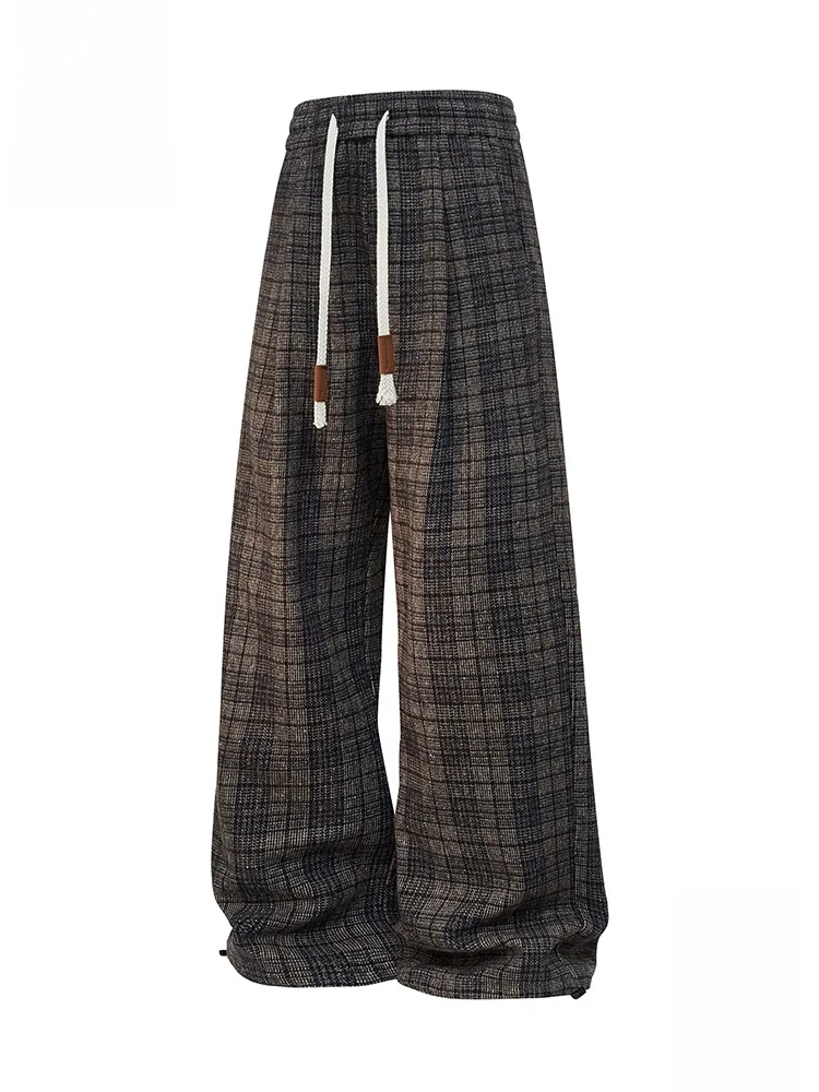 

Мужские повседневные брюки Paul Frank в американском ретро-стиле, в клетку, свободного кроя, с широкими штанинами, осенние, прямые, длинные, удобные, из полиэфирного волокна