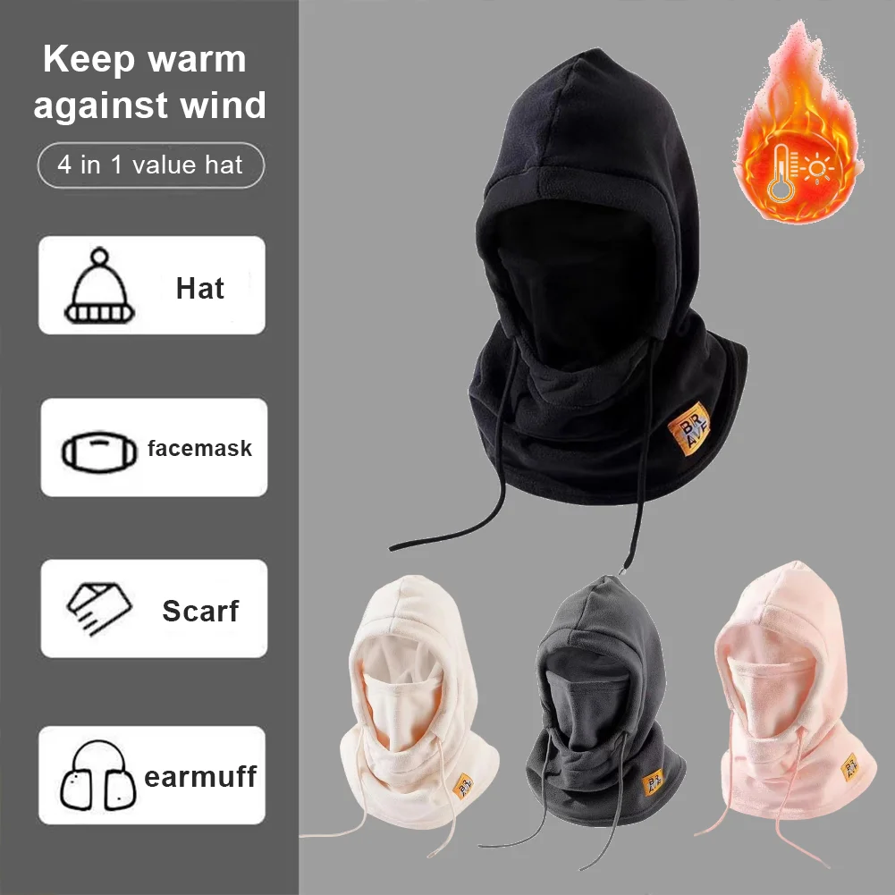 Breathable Balaclava Full Face Mask Fleece Neck Warmer Scarf Hood Windproof Warm Face Cover Men Women for Skiing Cycling Fishing