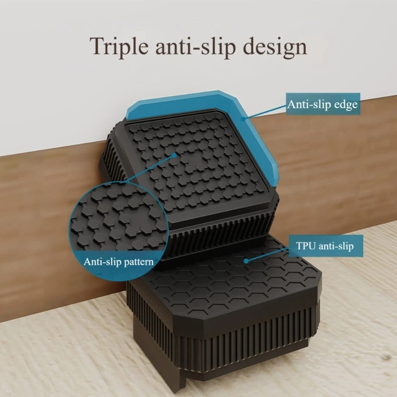 4 Pieces Heavy Duty Plastic Furniture Leg Risers for Raising Sofa Bed Table Height Anti Slip Base Easy Installation high quality