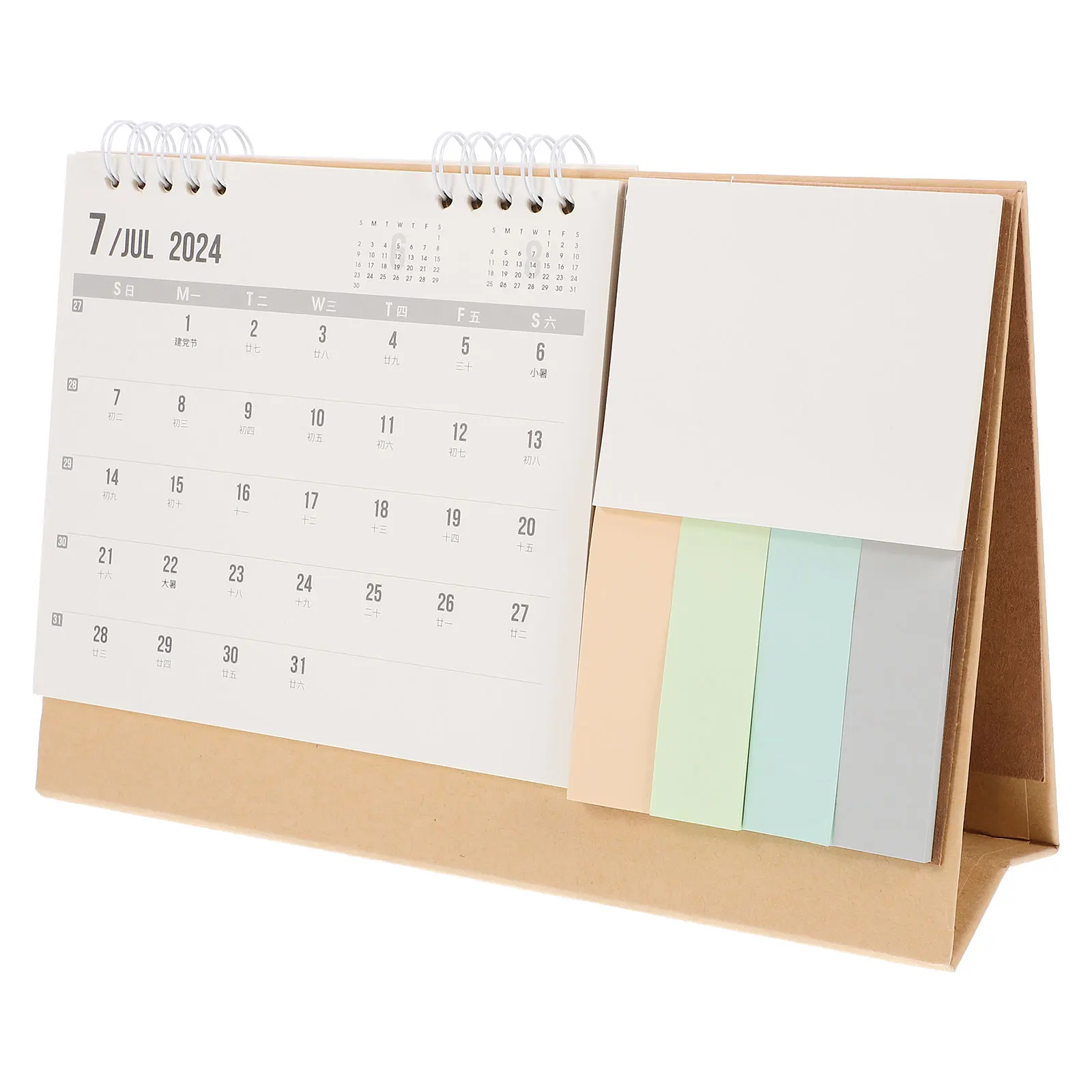 

2024 Desk Calendar with Memo Pad Flip Stand Monthly Planner for Office Home Decor Thick Paper Material Mini Size