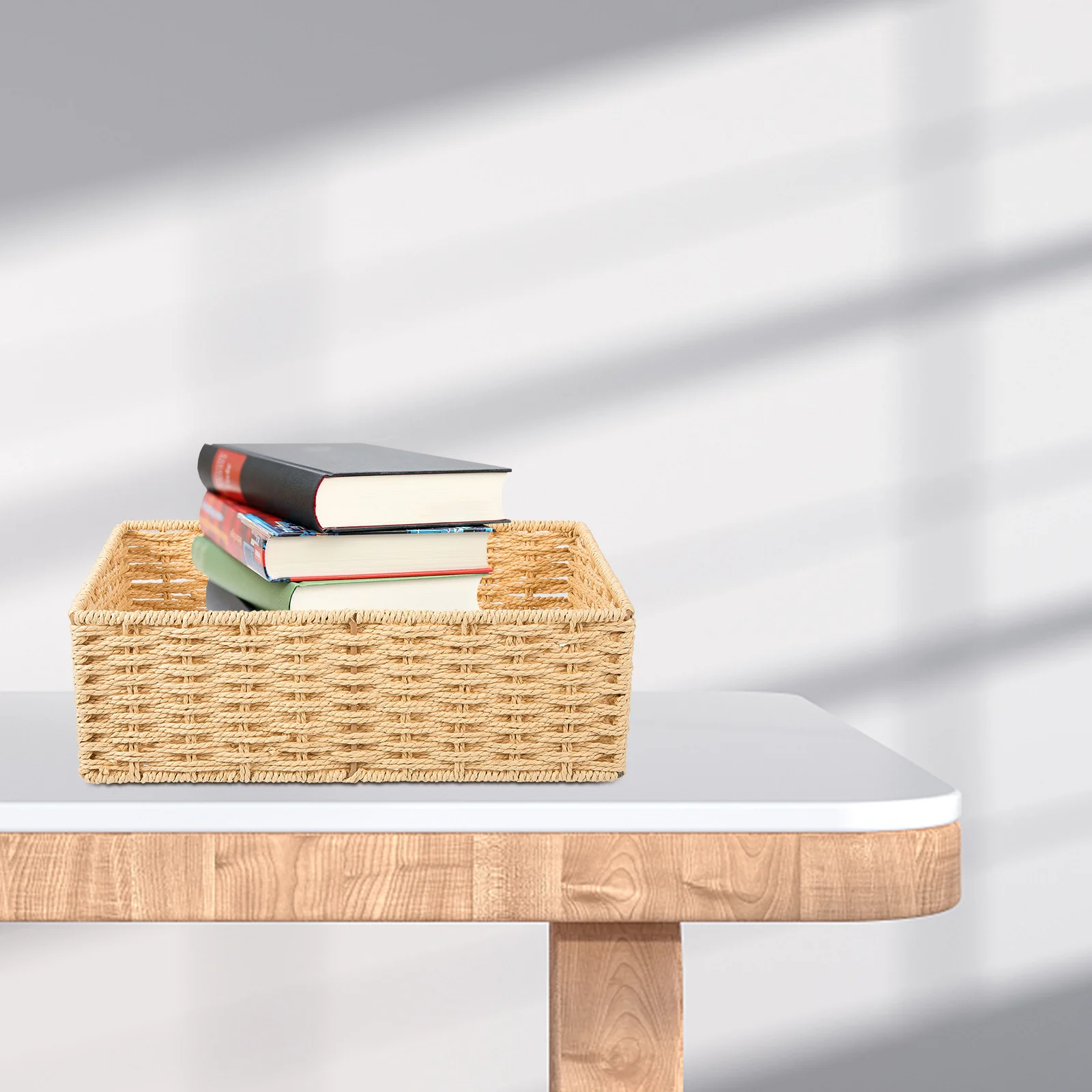 

Paper Rope Woven Storage Basket Multipurpose Organizer Rustic Handcraft Design Safe Material Bedroom Closet Garage Home Office