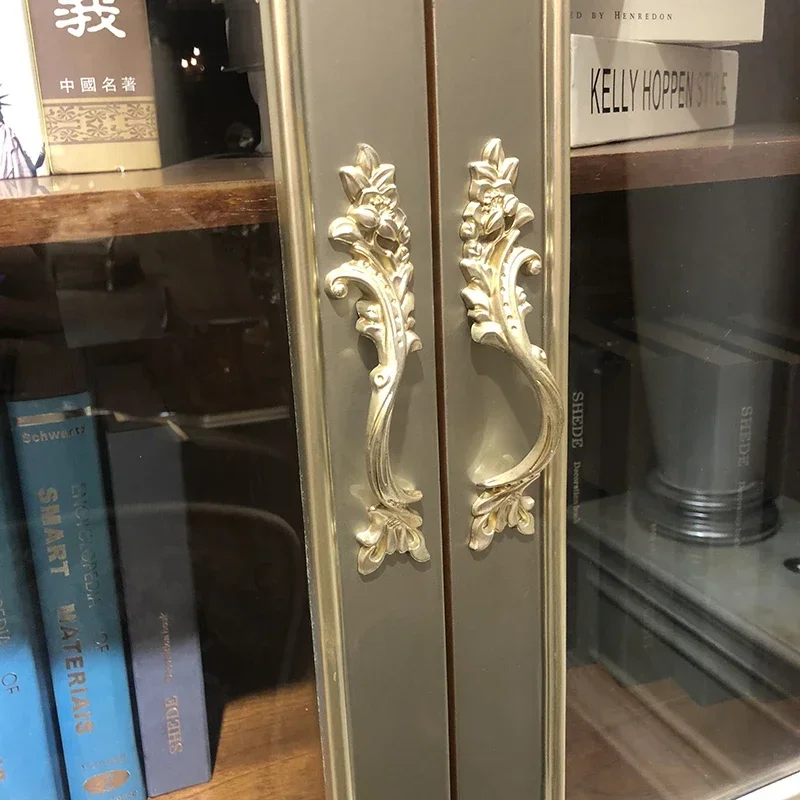 European bookcase solid wood carved storage desk bookcase furniture set study combination