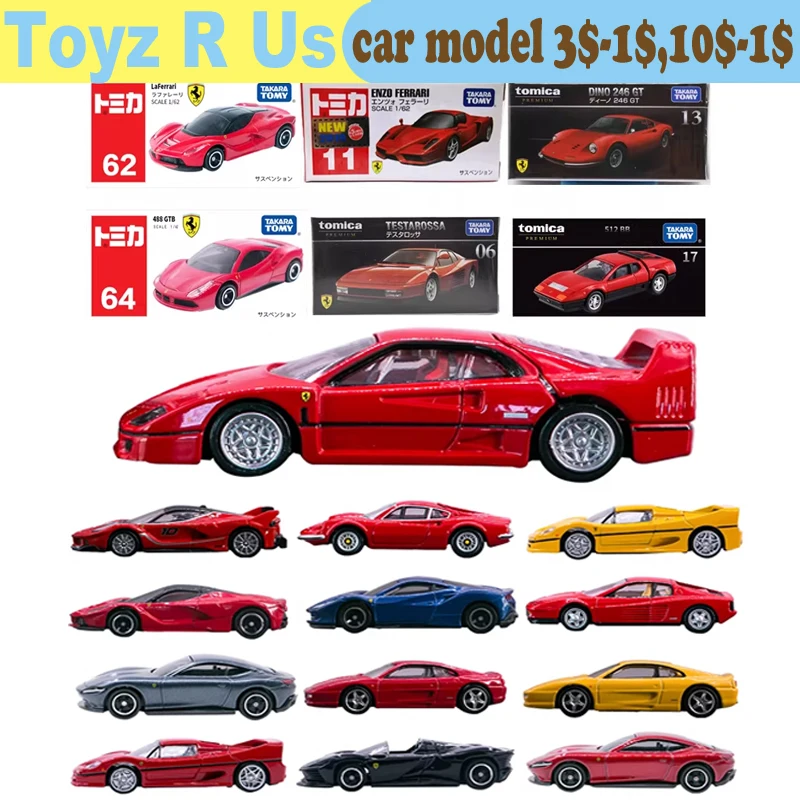 Original takara tomy tomica premium carro ferrari escala 1/62 diecast enzo roma daytona laferrari testarossa f50 brinquedos para meninos presente
