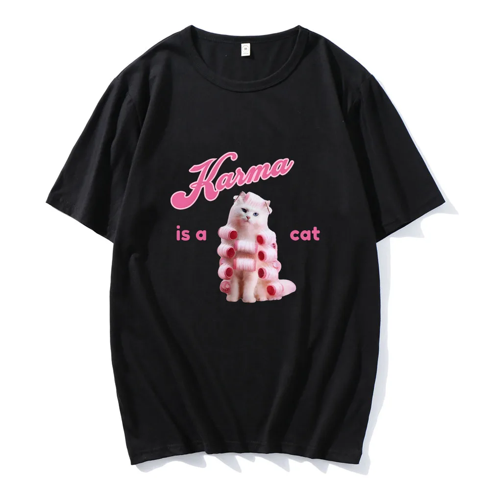 Karma Is A Cat T-shirts Funko Pop High Quality 100%cotton Tee-shirt for Boys O-neck Comfortable Tshirt Sudaderas Printing Tees