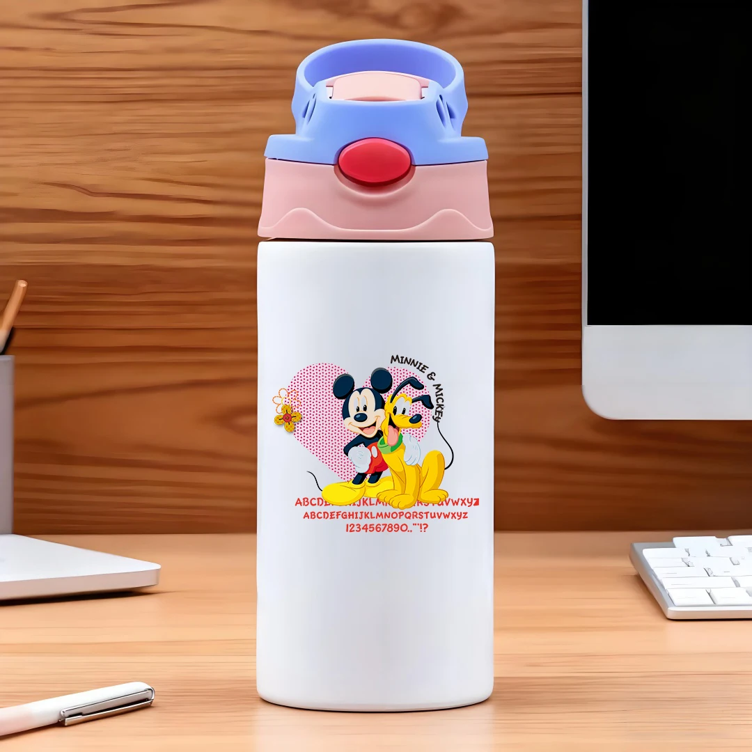 

Disney Minnie & Mickey cartoon character 304 stainless steel cartoon straw cup children's water cup New Year's gift