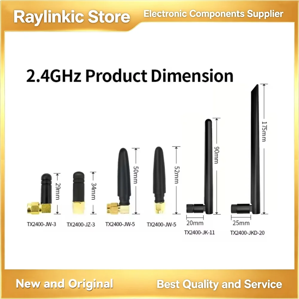 2PCS EBYTE TX2400-JZ-3 TX2400-JW-3 2.4G5.8G  Interface Rubber Antenna 2dBi for Wireless Module Smart Industry 2.4G Rubber Series
