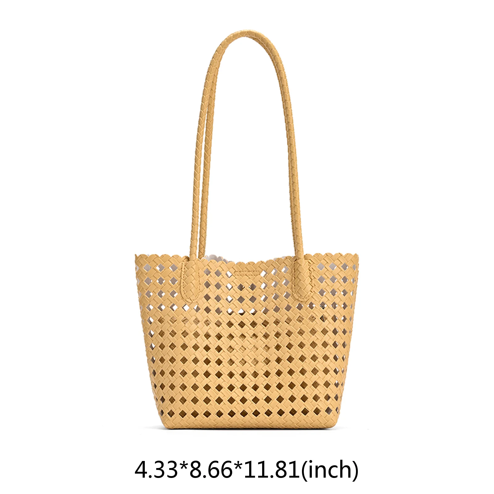 Women 2 Piece Woven Shoulder Bag Set Large Tote Bag with Small Underarm Purse Beach Holiday Casual Daily Commuter Handbag