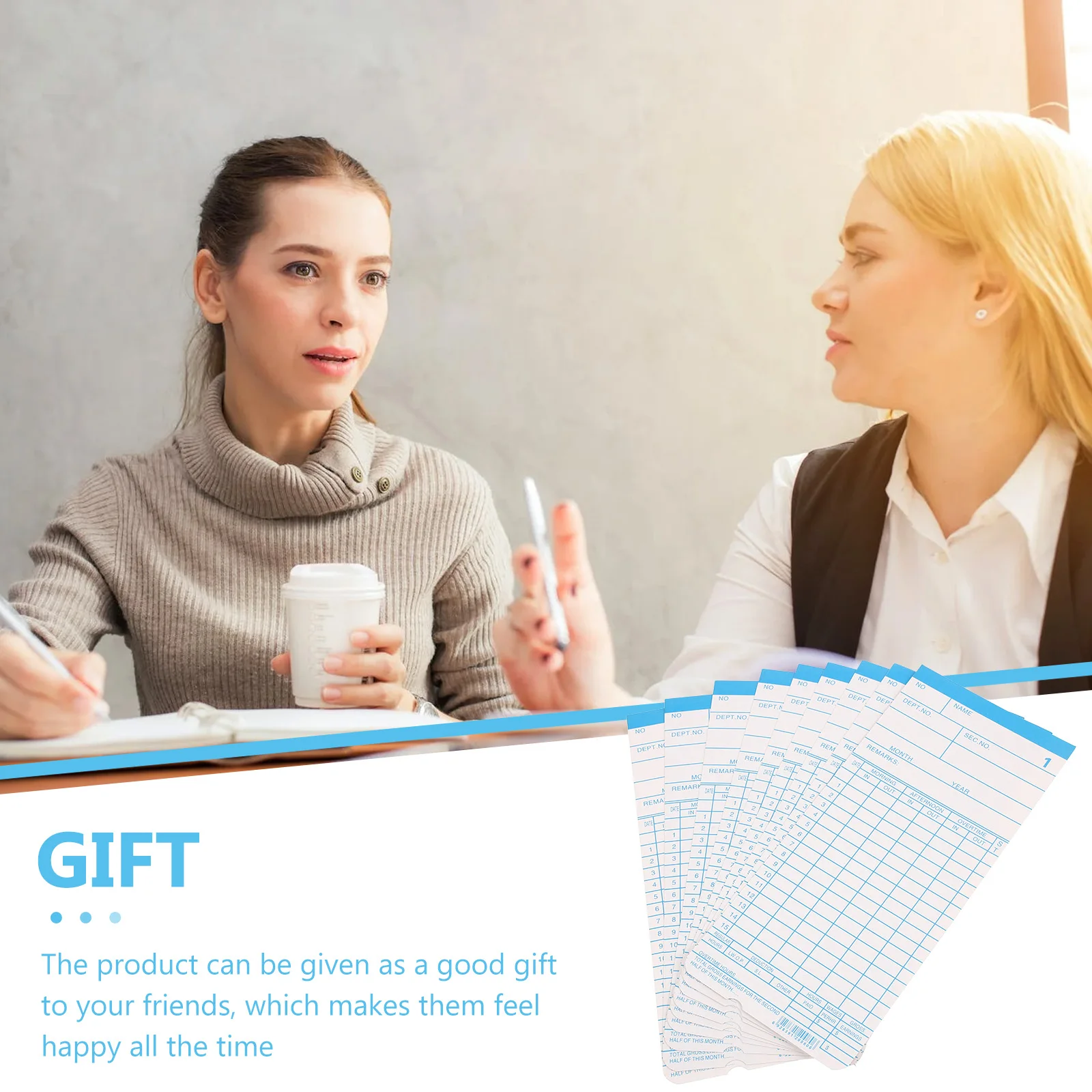 1 Set Office Attendance Time Cards Double-Sided Paper Sheets for Employees Factory Warehouse Attendance Supply