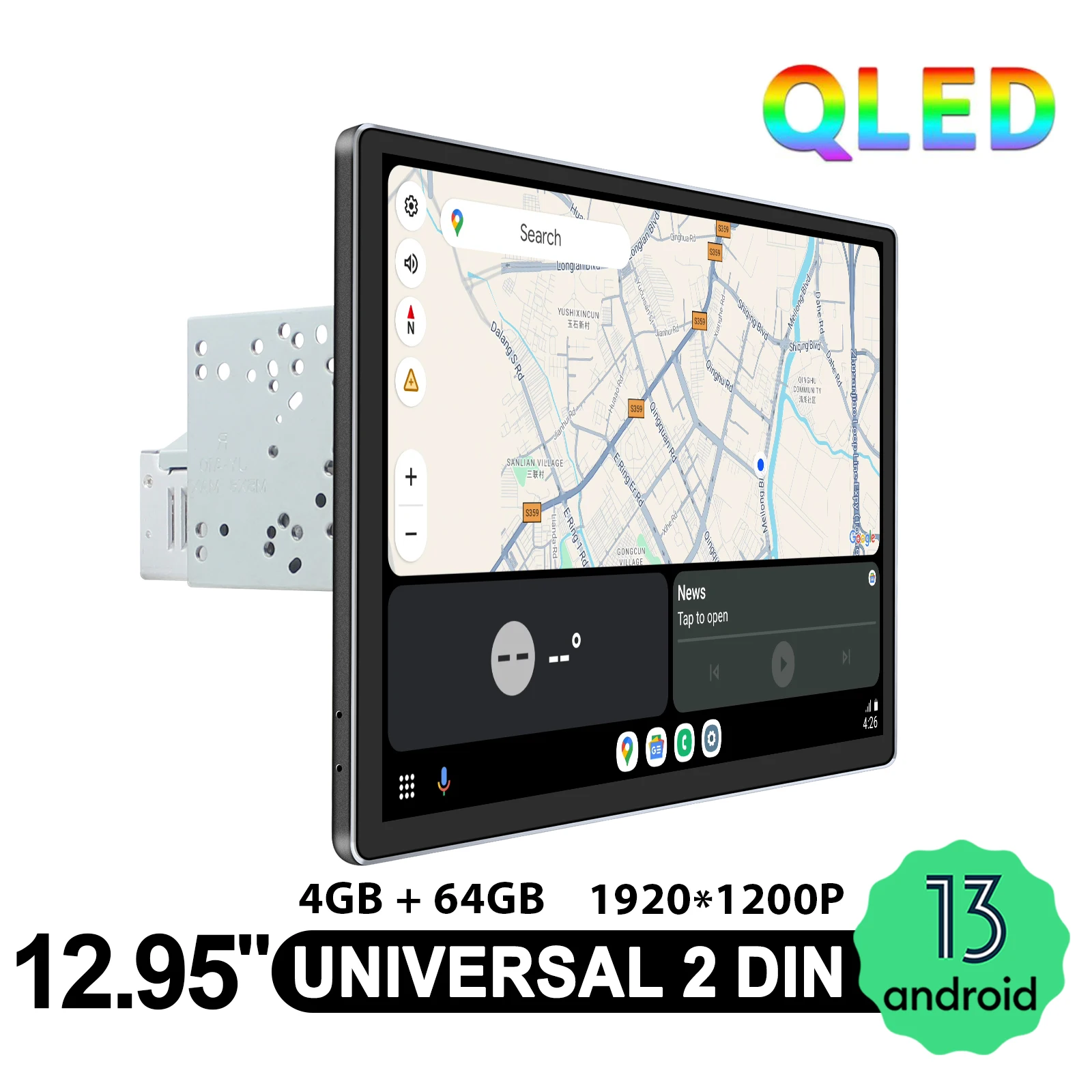 JOYING 2Din 12.95 بوصة QLED راديو السيارة ستيريو 1920x1200P وحدة رأس عالمية لاسلكية Carplay وأندرويد دعم تلقائي للتحكم في التوجيه #4