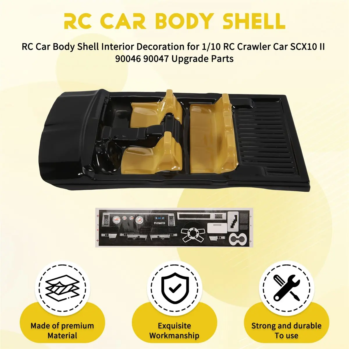 ABYB RC Car Body Shell Interior Decoration for 1/10 RC Crawler Car Axial SCX10 II 90046 90047 Upgrade Parts
