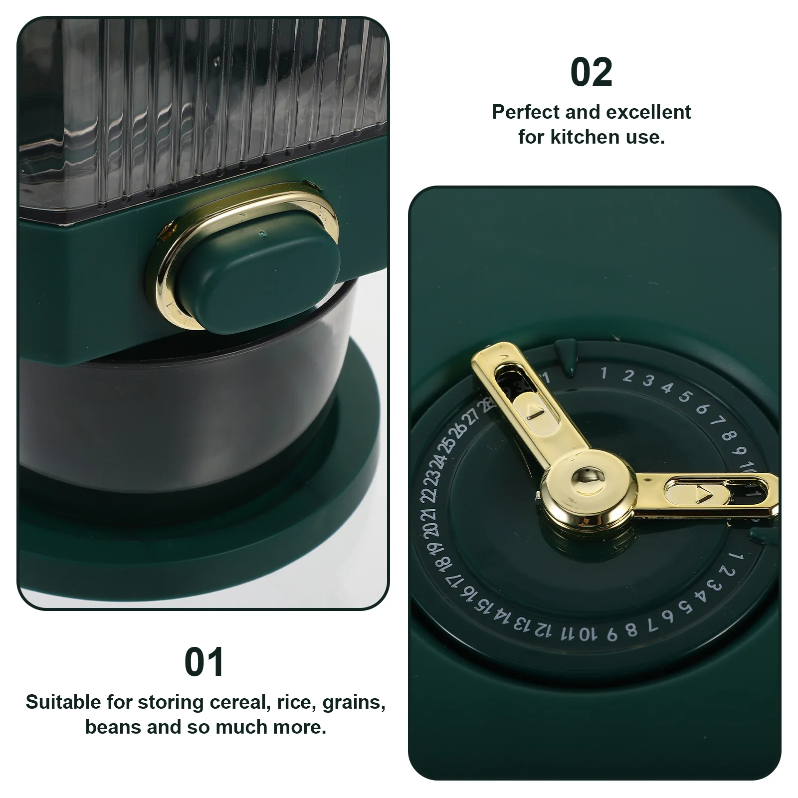 

Rice Dispenser Sealed Grain Storage Container Transparent Design Kitchen Countertop Dry Food Dispenser Cereal Holder Bean