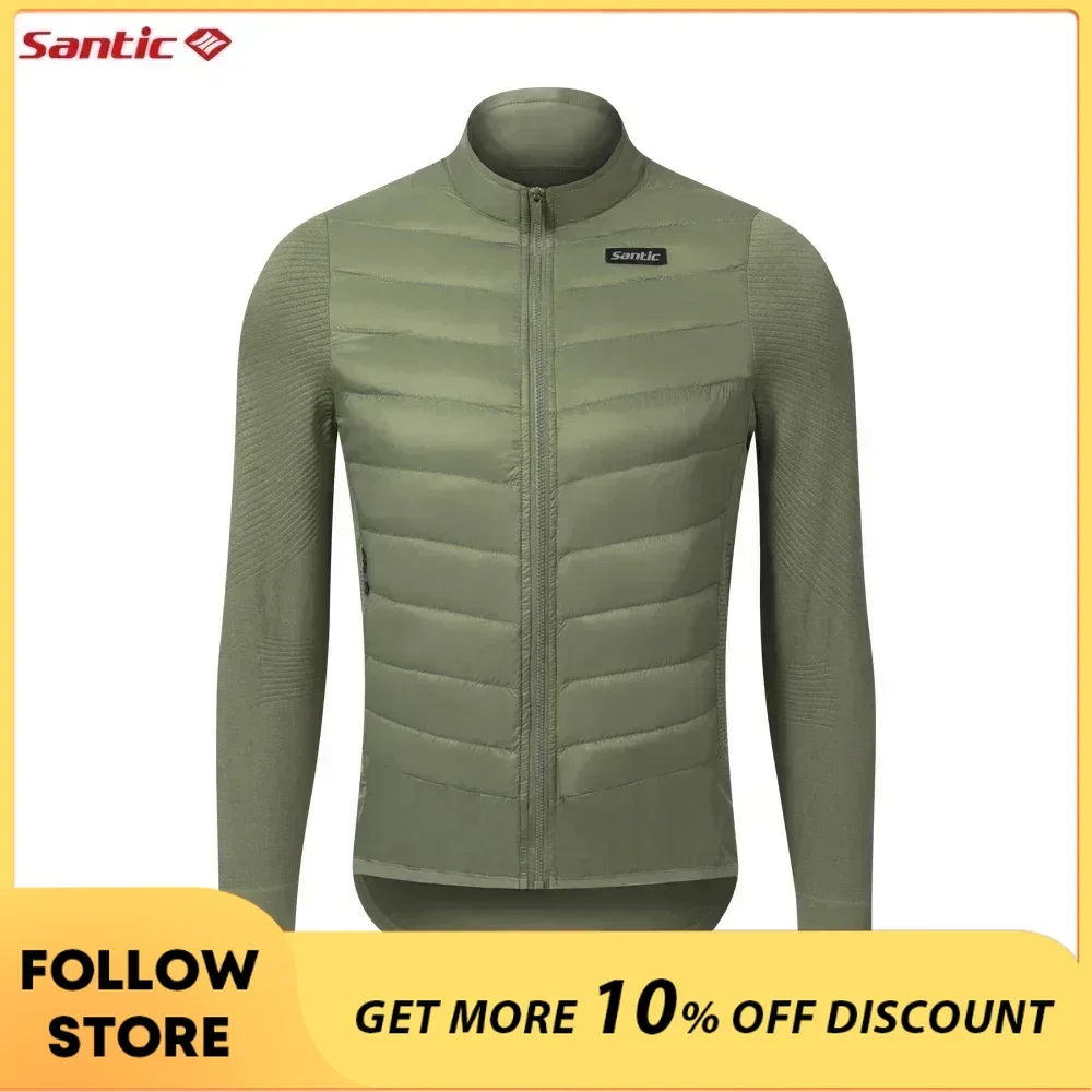 

Santic Men's Cycling Down Long Sleeve Jersey Bicycle Keep Warm MTB Road Lightweight Windproof Long Sleeve Jackets Asian Size