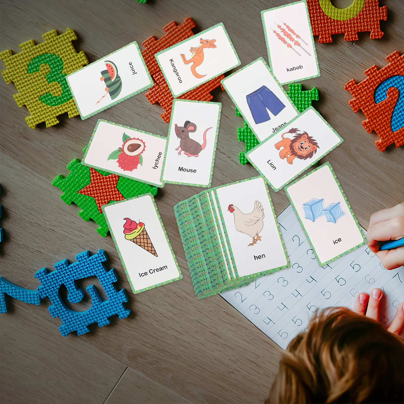 

Alphabet Cards 26 Letters Flashcards Kids Learning English Words Numbers Shapes Colors Reusable Toddler Study Set Puzzle