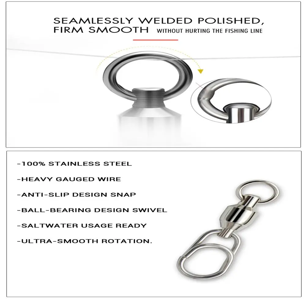 5Pcs/Pack NEW Lure Connecting Ring Stainless Steel Hooked Bearing Swivel Jig Connector Oval Split Rings Snap Rolling