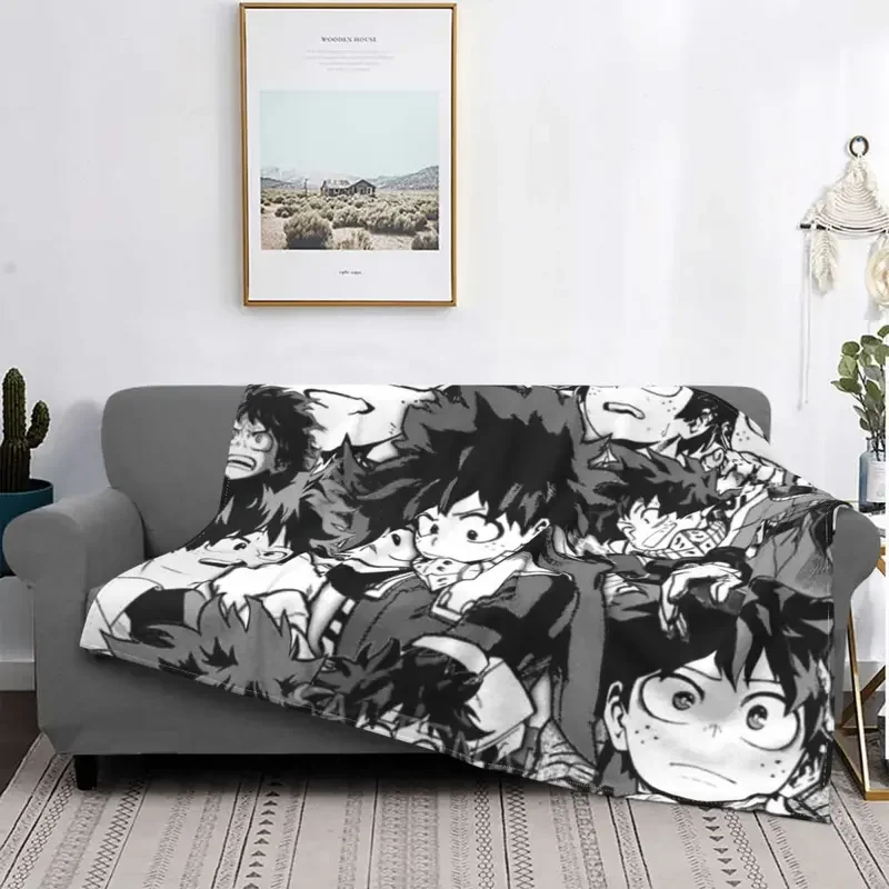 My Hero academy cover collage blanket flannel spring autumn multi-function soft throw blanket for sofa bed cover