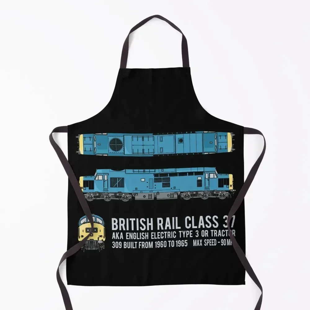 

British Rail Class 37 English Electric Type 3 Locomotive Diagrams Gift Apron For Nail Stylist Men's Kitchen Men'ss Apron