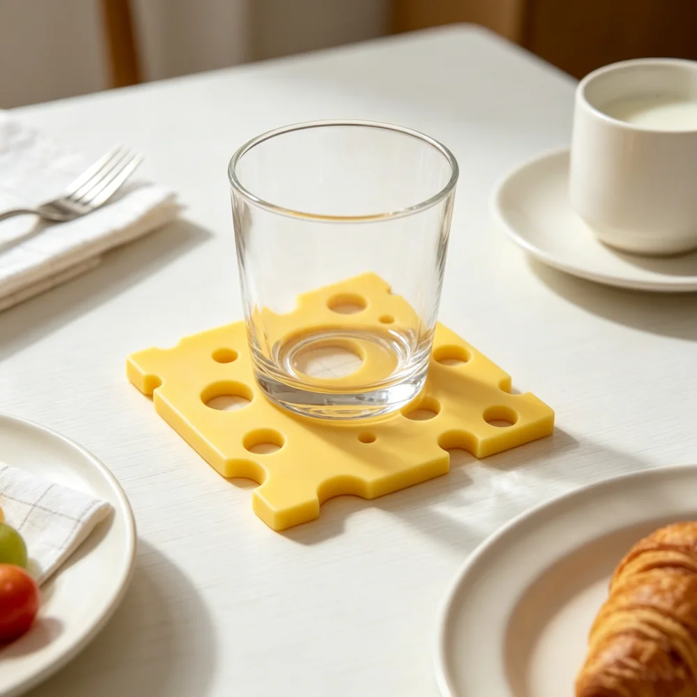 Cute Cheese Shape Coaster Non Slip Drink Cup Mat Waterproof Kitchen Coffee Table Decor Insulation Pad Home Accessory