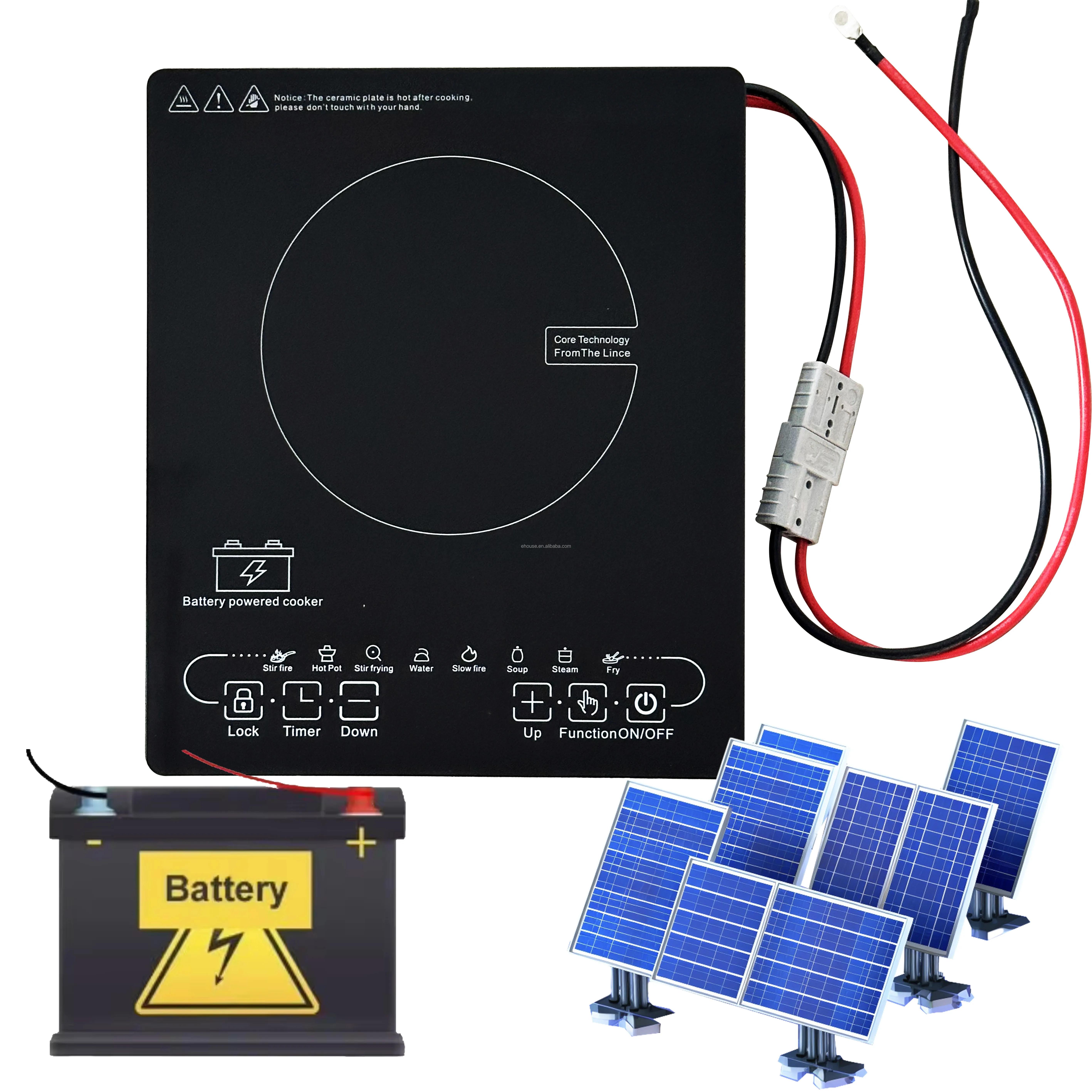 Newest Single 24V 48V Solar DC Induction Stove Battery-Powered Drop-In Desktop Design for Indoor/Outdoor Use Hotels for US