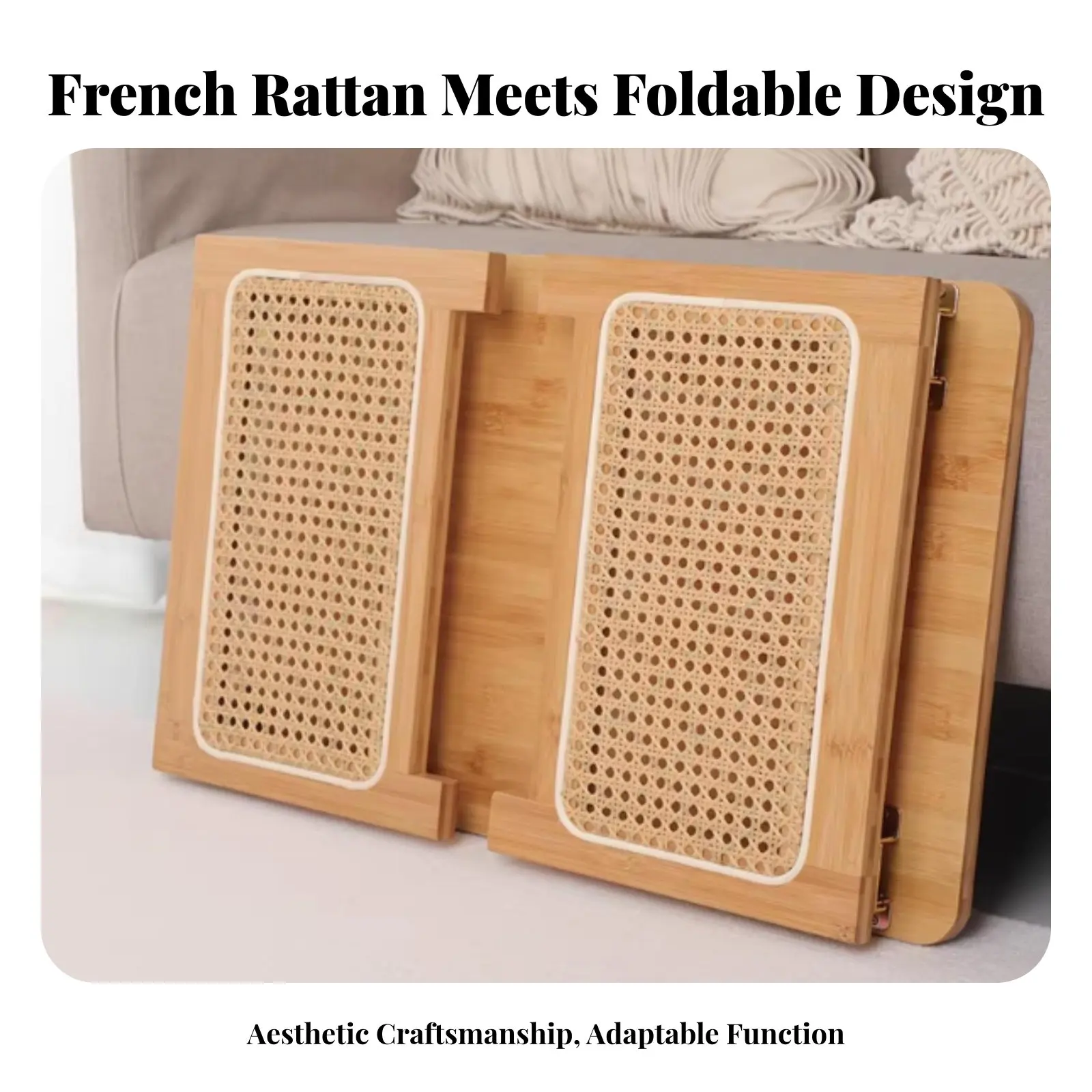 Table pliable aspect rotin, gain de place, Chabudai pliable polyvalent, aucun assemblage requis pour les familles, les petites surfaces