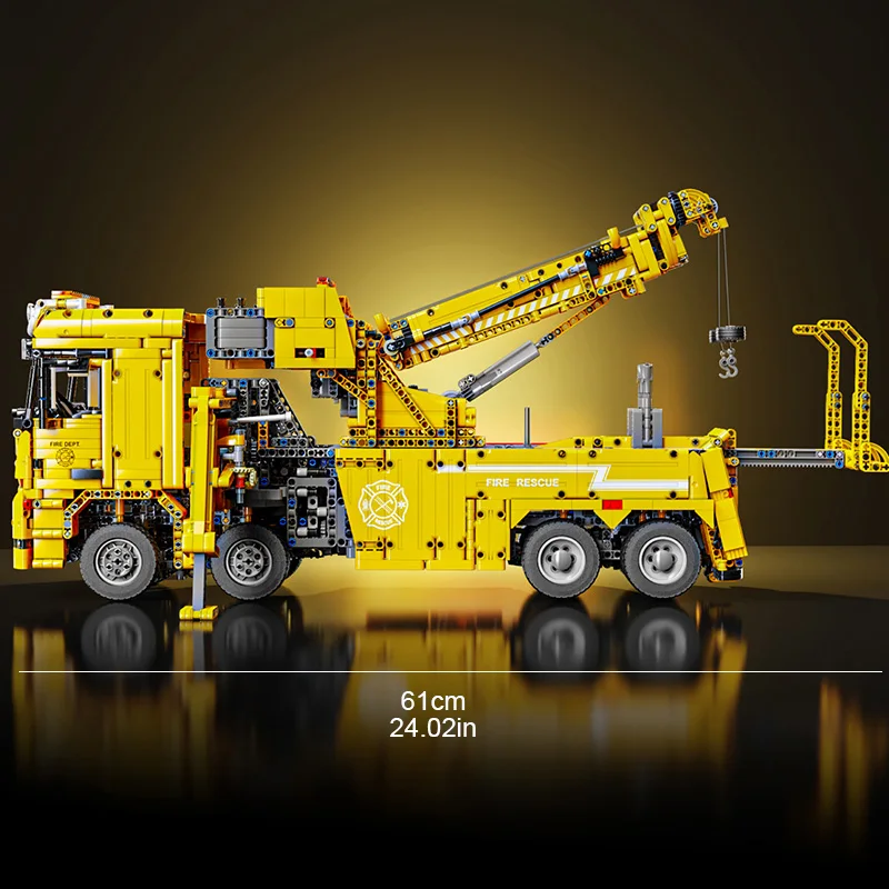 Rescue vehicle, yellow creative static model, high-difficulty assembly model, puzzle toy, birthday gift