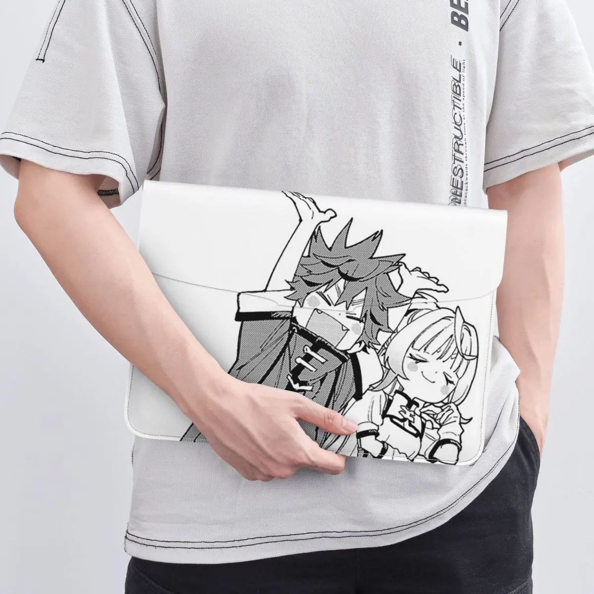 Manga Gokurakugai Anime PU Leather Horizontal Laptop Sleeve Shockproof Soft Lining Notebook Case 13 Inch