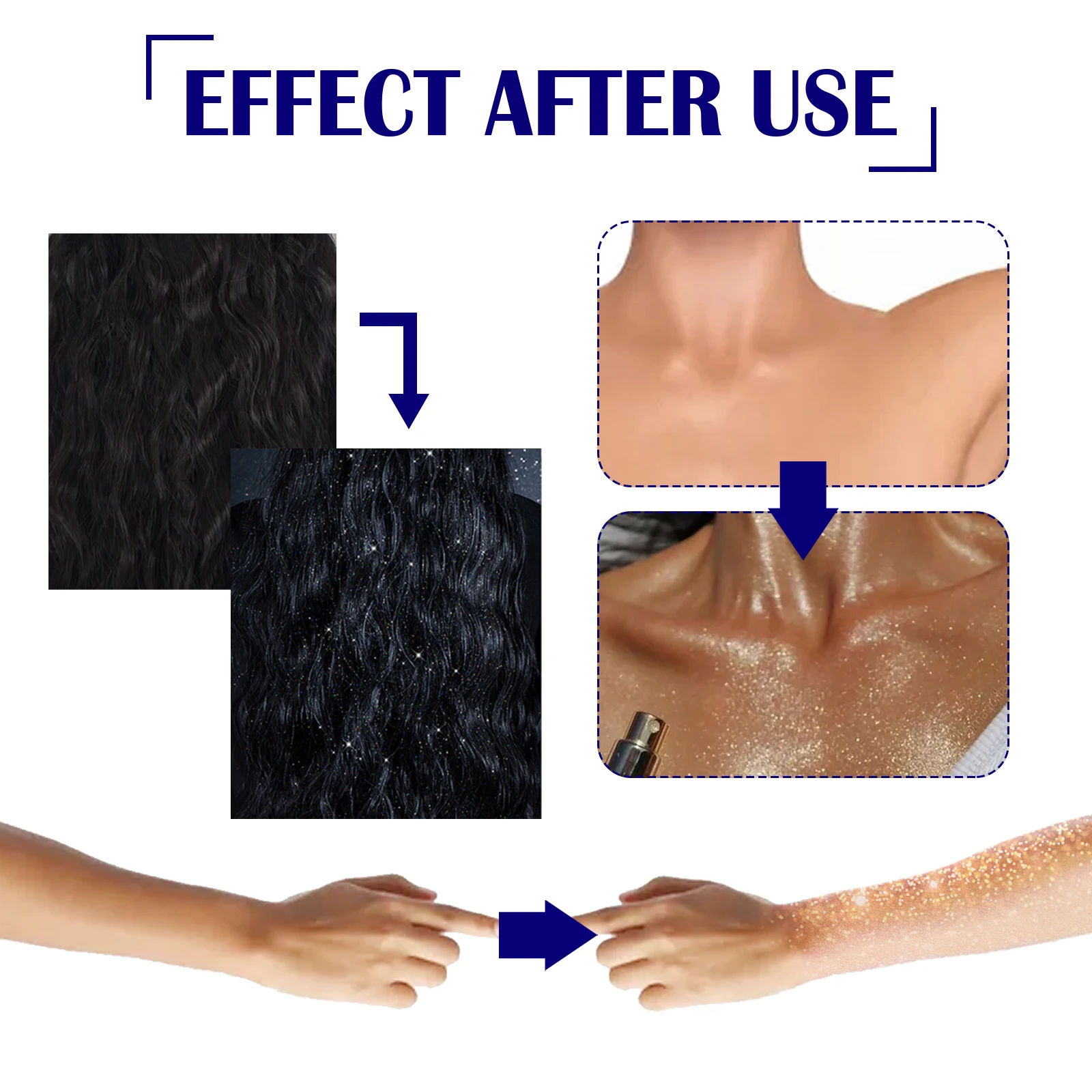 顔、体、髪用の輝くグリッタースプレー、パーティ用インスタントホログラフィックハイライトメイクアップ