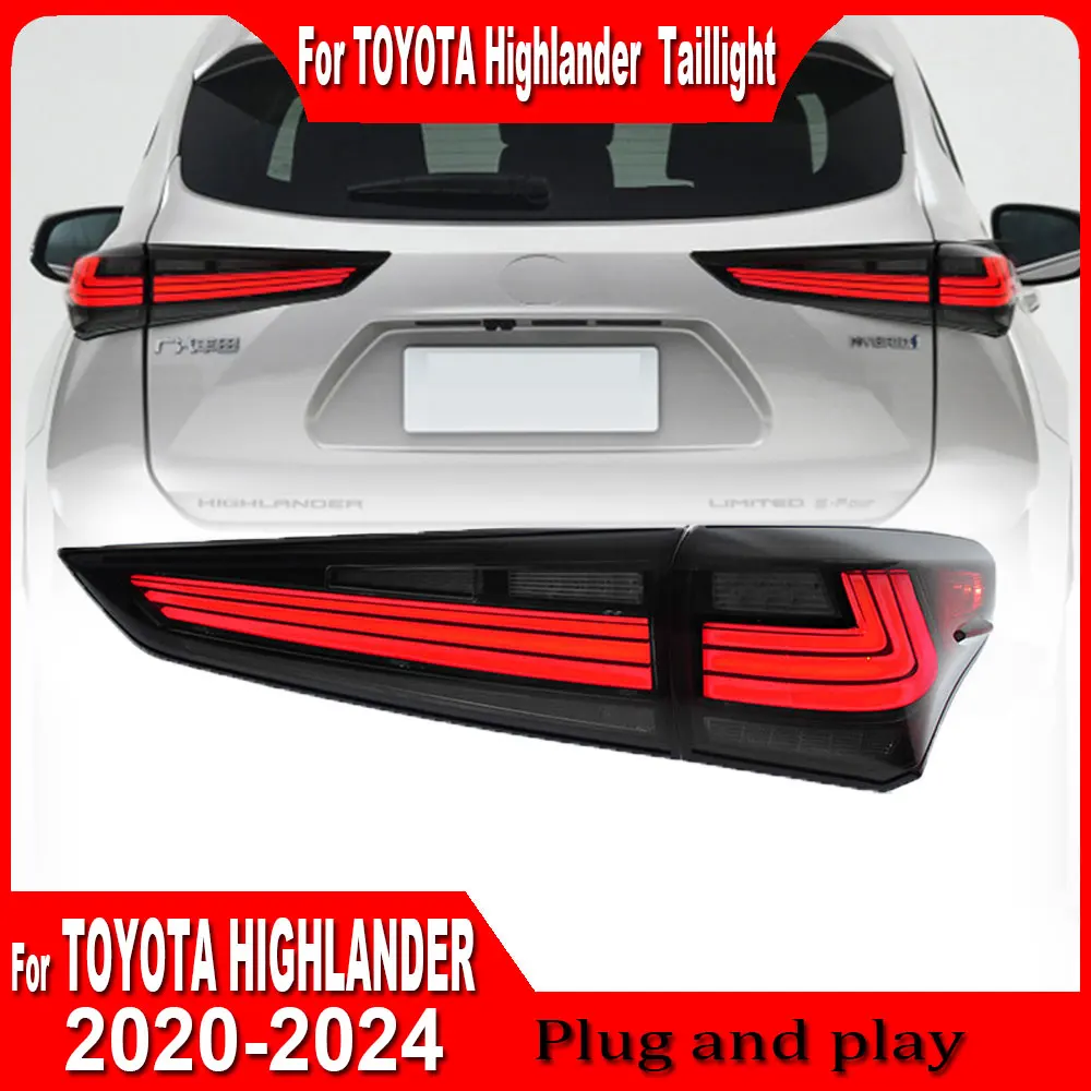 

pair Car Styling Taillights for Highlander Kluger LED Tail Lamp 2020-2024 Tail Light DRL Rear Turn Signal Automotive Accessories