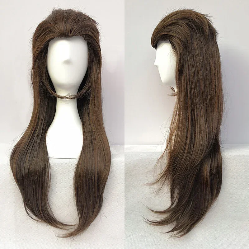 

Game Sallyface Larry 65cm Long Brown Mixed Heat Resistant Hair Cosplay Costume Wig Free Wig Cap