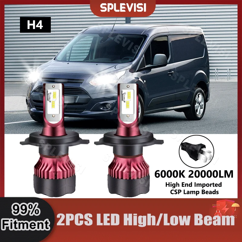 

Super Brighter 9003/H4 All-In-One LED Headlight Bulbs High Low Beam Light 20000LM CSP Chips For Ford Transit MK6 For Transit MK7