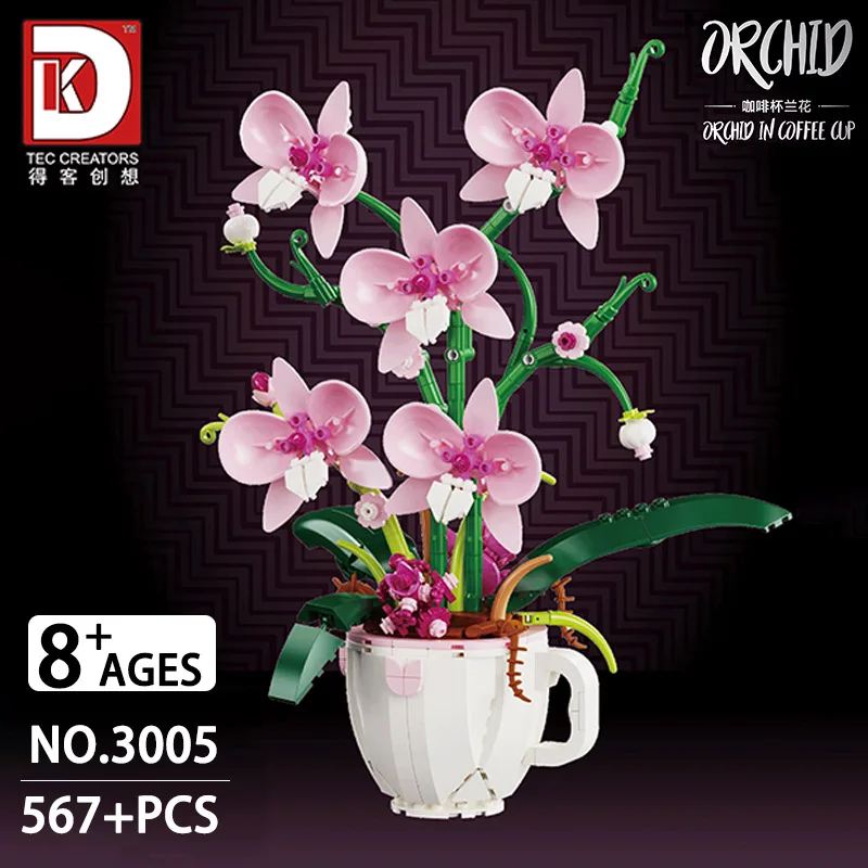 Moc Coffee Cup Orchid Bouquet Block Flower Potted Building Blocks Fit 10311 Romantic Kit Assembly Building Toy Girl Xmas Gift