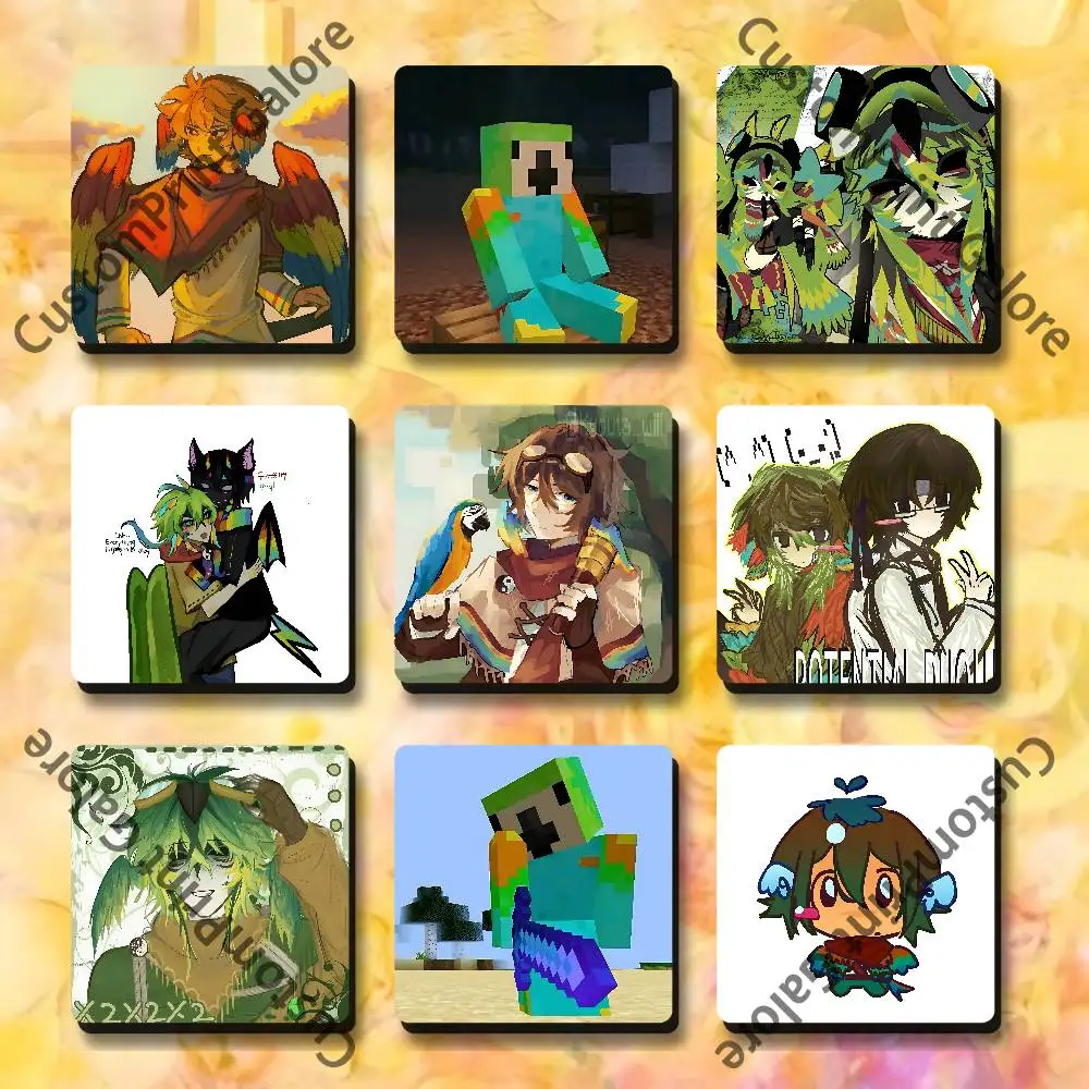 

P-Parrotx2 Soft Magnetic Refrigerator Magnets 5.5,7.5cm Personalized for DIY Kitchen Office Decorative