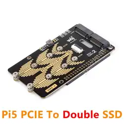 Raspberry Pi 5 PCIe to 2CH M.2 NVMe SSD Adapter Board HAT (B) Pi5-PCIe-2280-2242-2230