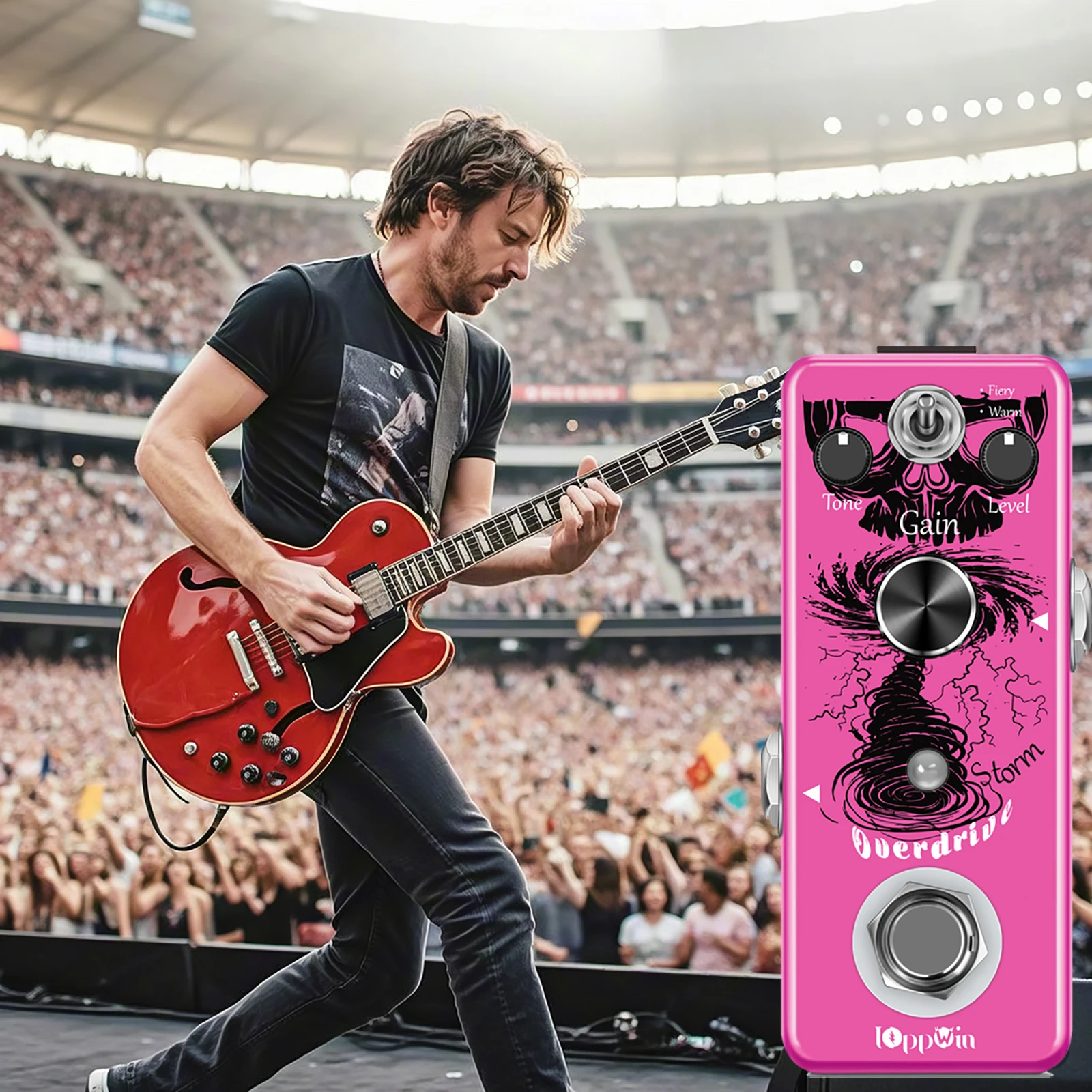 Pedal Overdrive de modo dual IOppWin Tube Screamer: tonos cálidos/calientes, mini carcasa metálica, True Bypass, indicador de estado LED