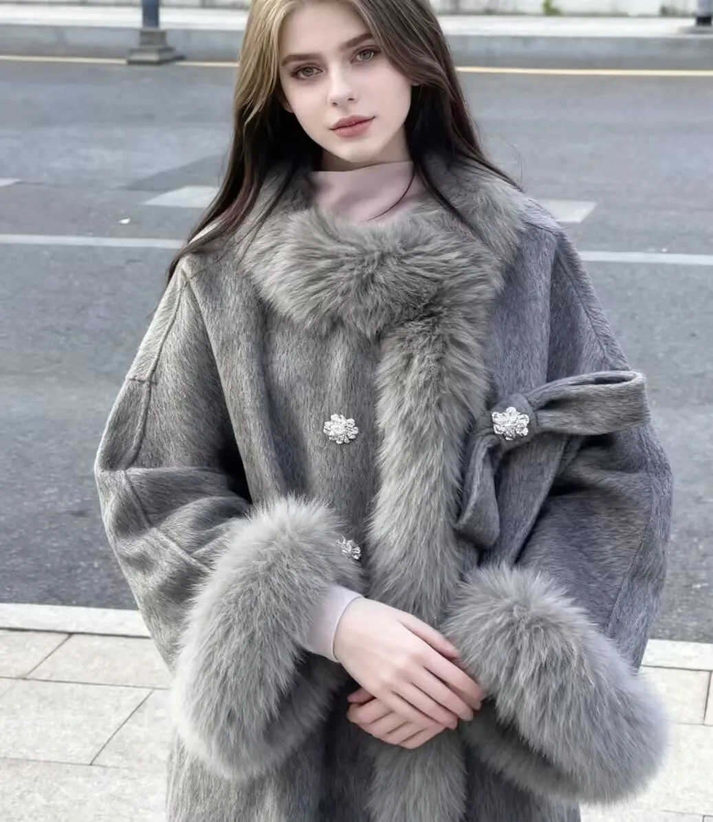 Płaszcze damskie z mieszanki wełny, płaszcz wełniany, niebieski, jesień, aksamit, podszyty polarem, wzorzysty, zapinany na zamek, stójka, rozkloszowany, na konferencję, dla dojrzałych kobiet