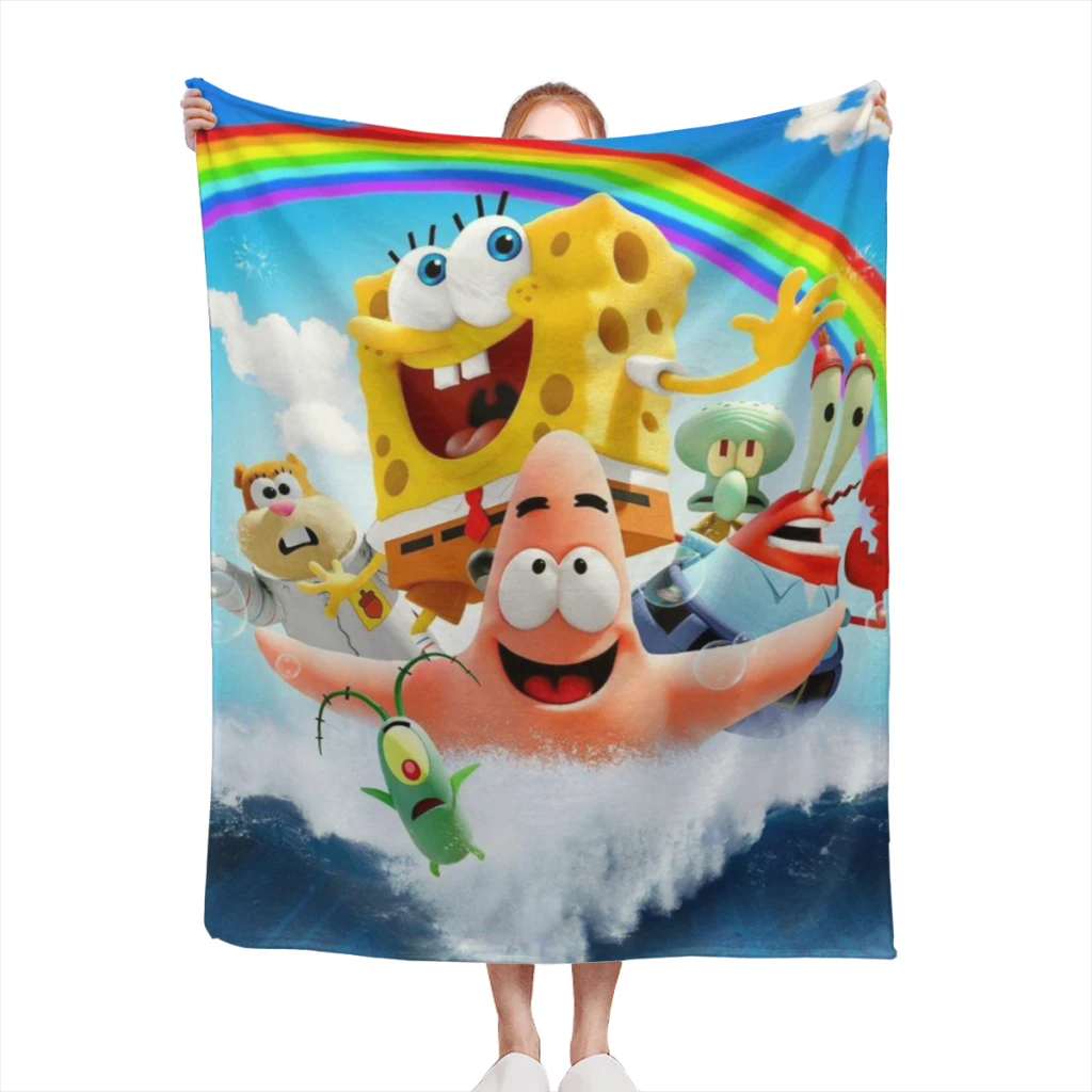 

SpongeBob Blanket Flange Textile Decor Portable Super Soft Throw Blankets for Home Office Plush Thin Quilt