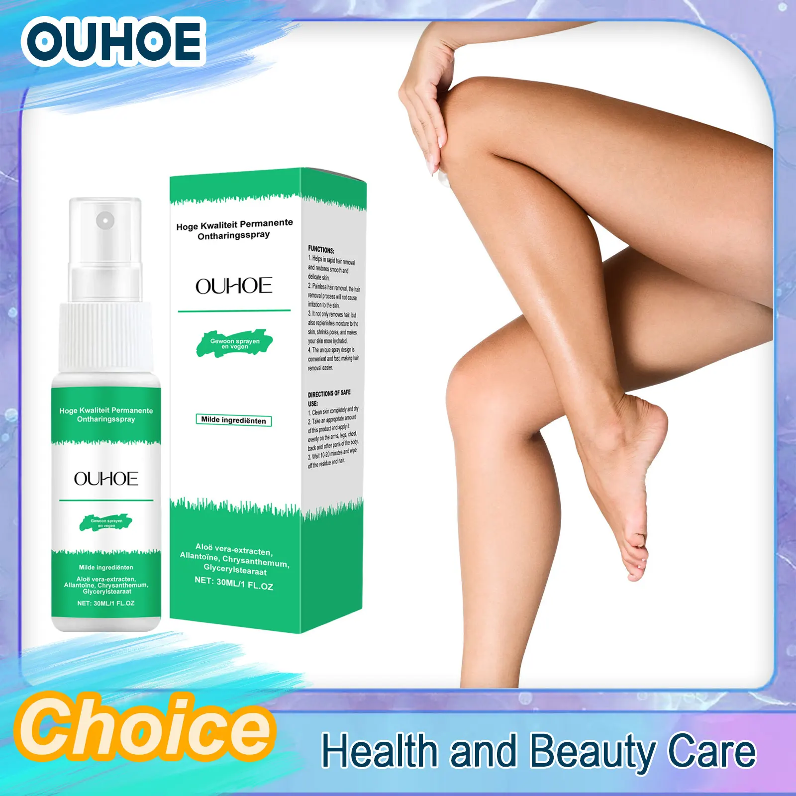 Hair Removal Spray Soften Roots Remove Underarms Legs Arms Hair Delaying Regeneration Smoothing Shaving Painless Depilatory Mist