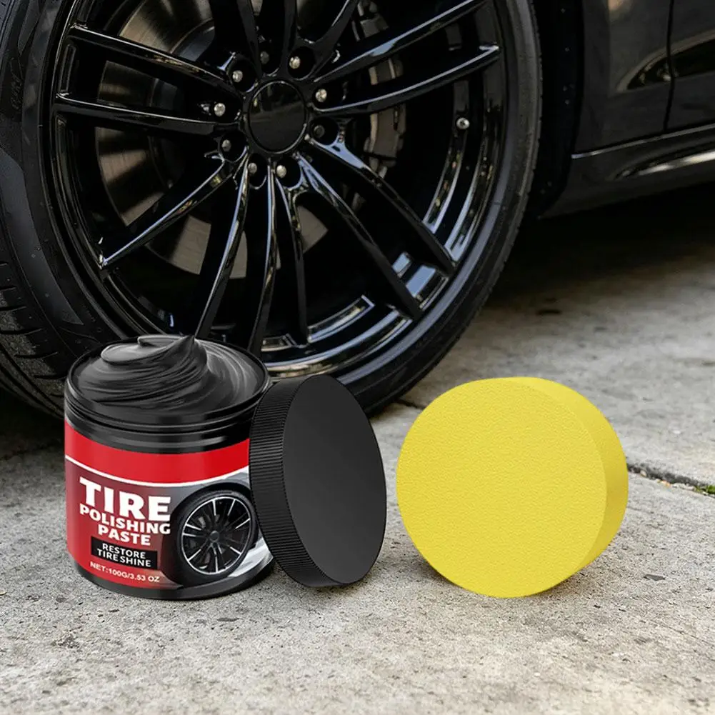 Pasta para Pulir Neumáticos, Crema Profesional para el Restaurado y Reacondicionamiento de Neumáticos de Automóvil, Protección Anti-Grietas y Contra Rayos UV, Kit de Cuidado con Cera para Neumáticos