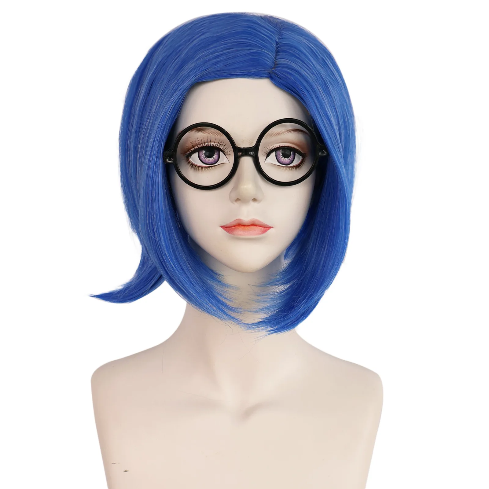 Disfraz de Cosplay de pelo azul para mujer y niña, juego de rol con Peluca de terror de interior y exterior para Halloween, fiesta escolar de Navidad