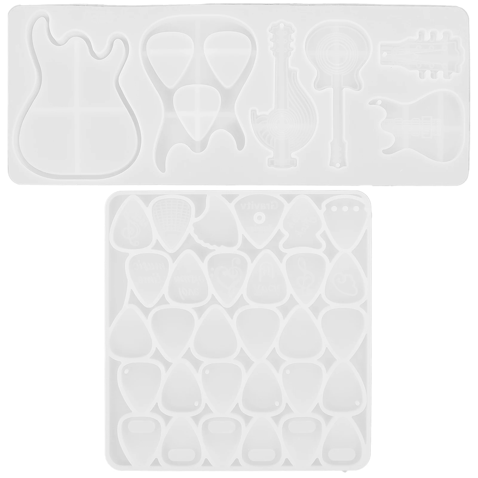 

2 Pcs Guitar Pick Mold Molds Keychains Baking Mold/cake Ingot Diy Materials Silica Gel Making Pendant Silicone Shapes