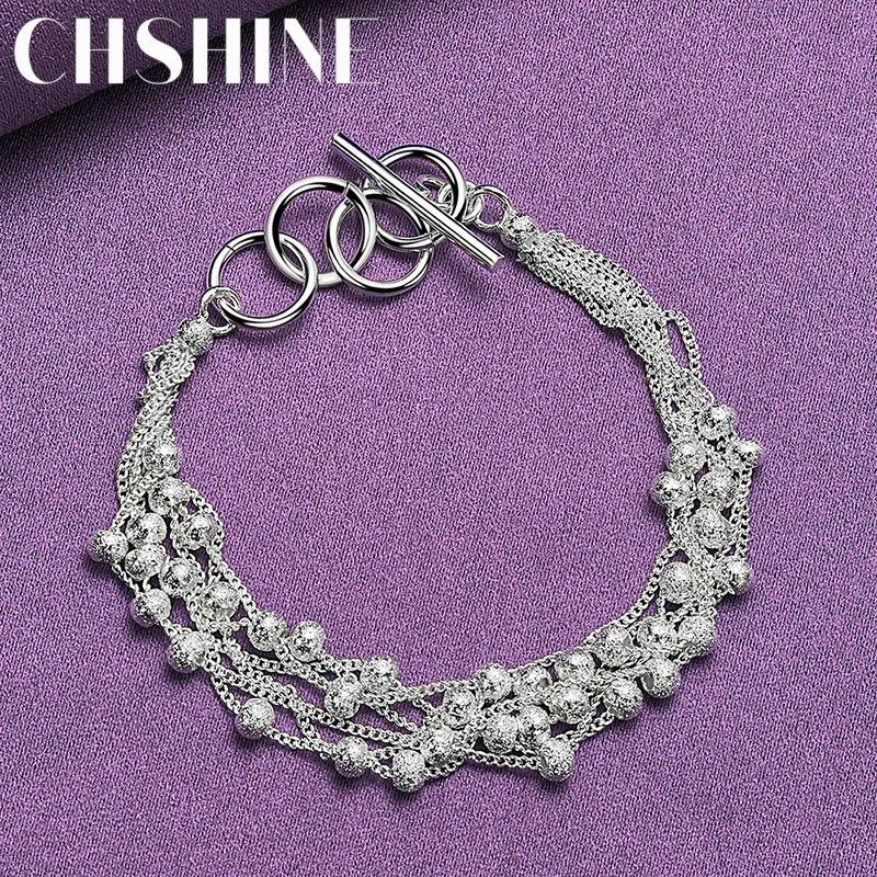 

CHSHINE стерлингового серебра 925 пробы матовые бусины браслет-цепочка модные очаровательные подарки для свадебной вечеринки для женщин ювелирные изделия