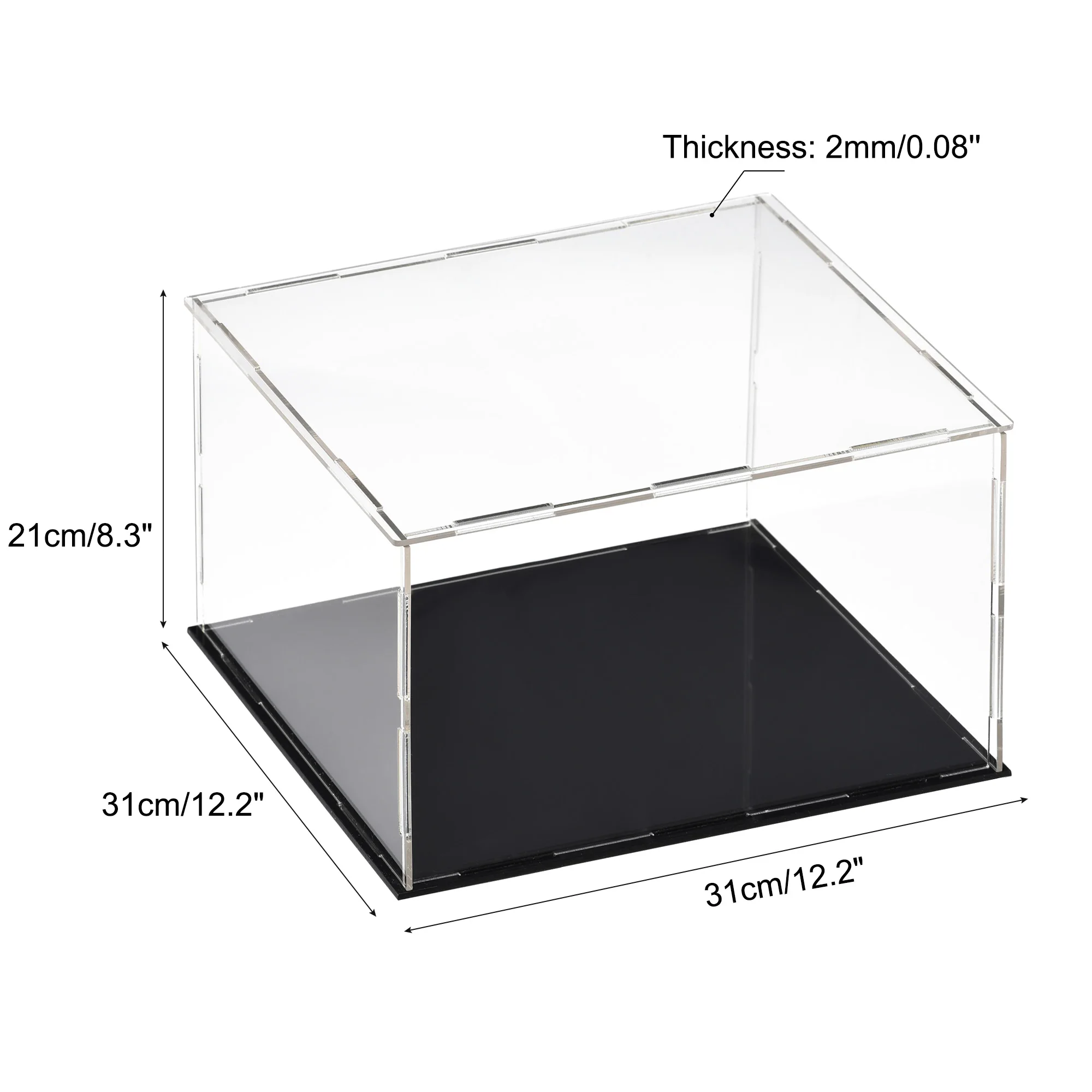 5 Size Acrylic Black Base Dustproof Clear Display Show Case Showcase Cube Collectibles Show Box for Model Toy Action Figures