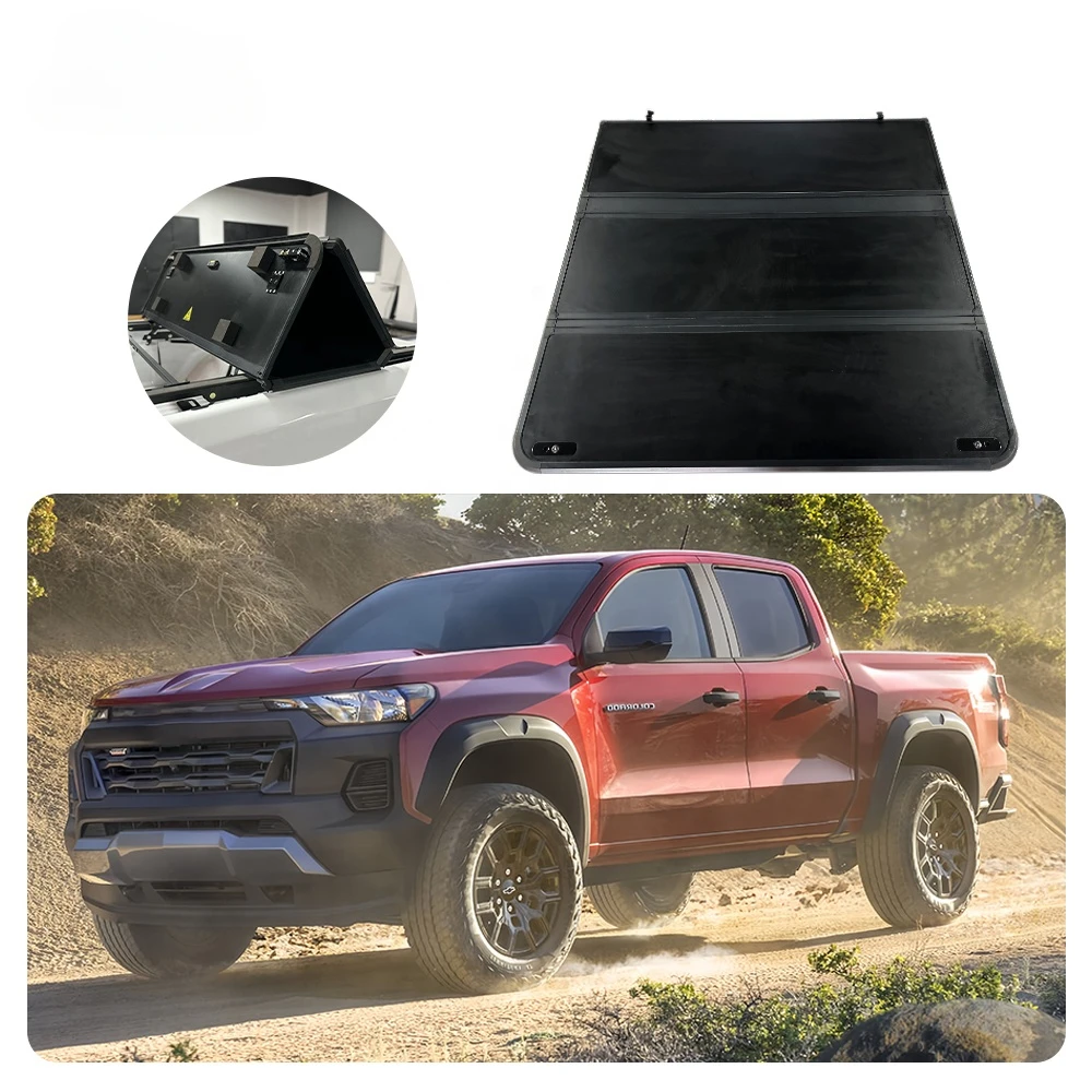 High Quality  Full Aluminum Truck Bed Cover For Chevrolet Colorado Replacement Black Hard Tri-fold Tonneau Cover