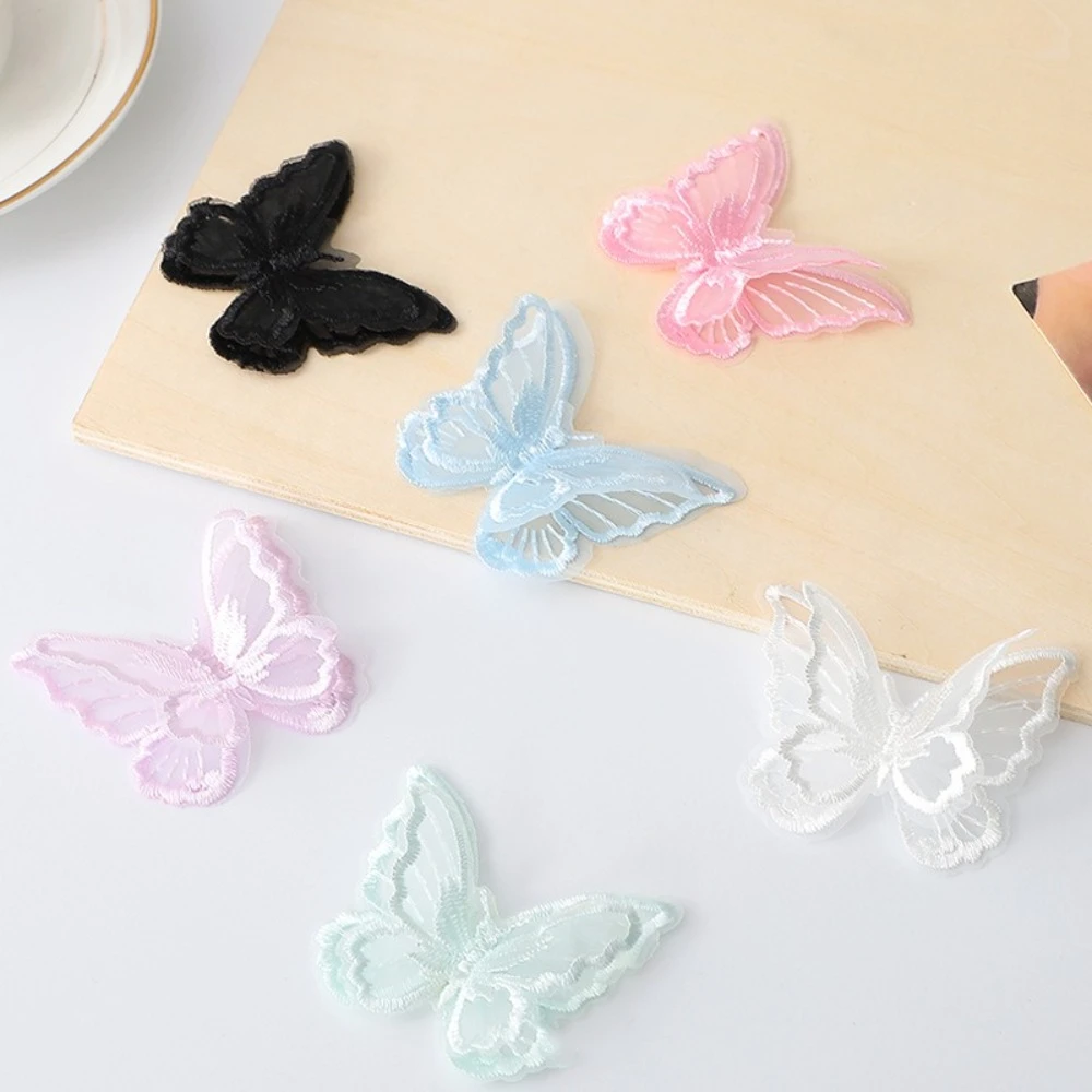 

20pcs 6CM Embroidery Lace Appliques 3D Dreamy Chiffon DIY Handmade Double-layer Simulation Mesh Patch Hair Clip Accessories