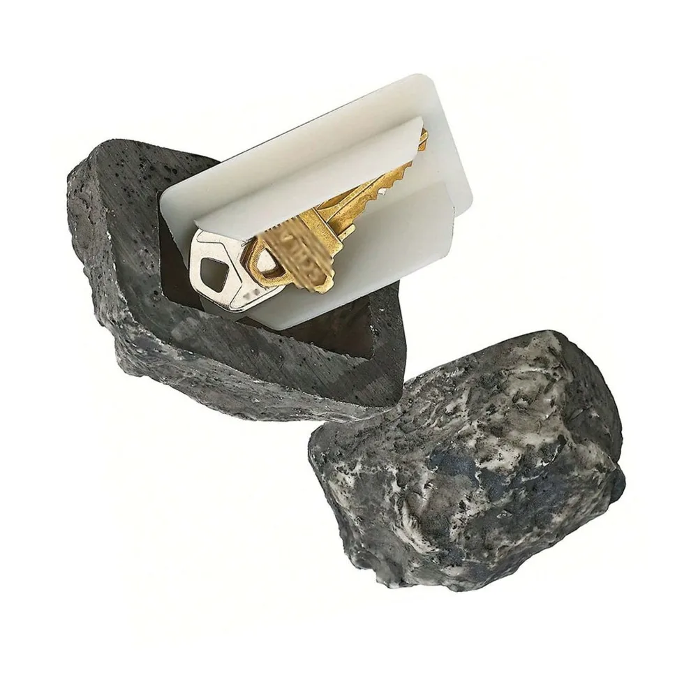 Portable Plastic Fake Stone Key Box Ink color 8.3 x 5.7 x 4.5cm Simulated Rock Key Box Outdoor Key Hider Box Home Entrance