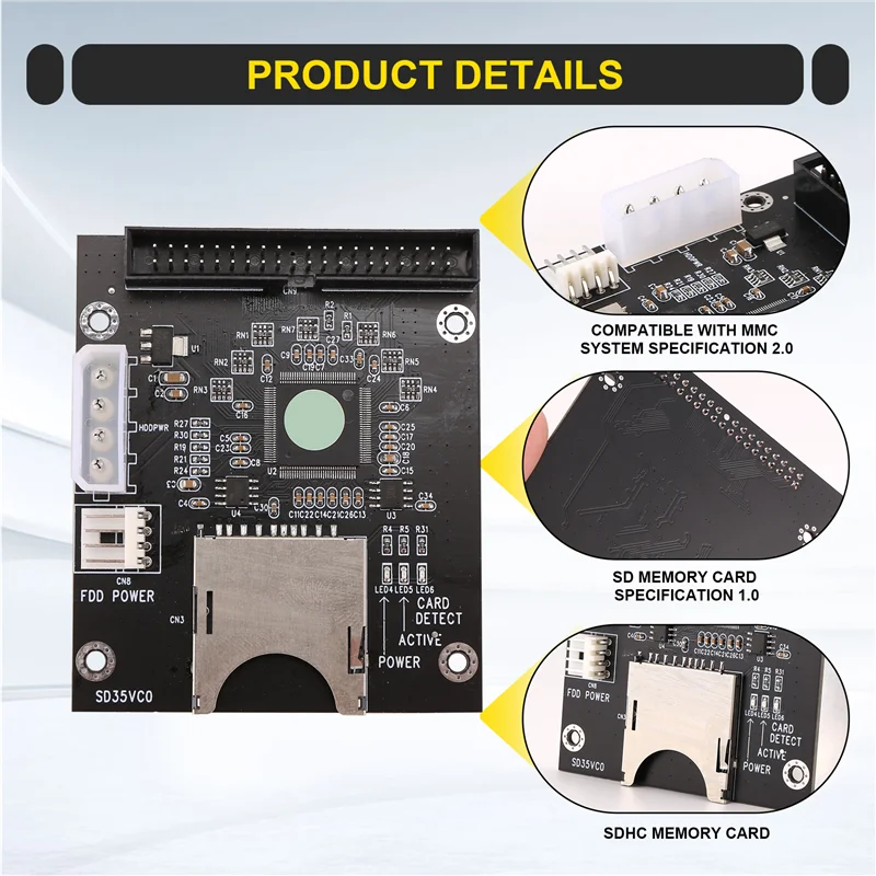 Geavanceerde 1 PCS SSD Embedded Storage Adapter Card SD naar 3,5 inch IDE 40-pins converterkaart IDE SD-kaartadapter