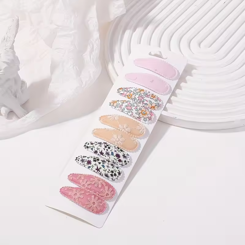 10Pcs/Lot Fresh Print Cotton Alloy Hair Clips for Kids Fabric Plaid BB Hairpins Girl Hairgripe Headwear Baby Hair Accessories - Image 23