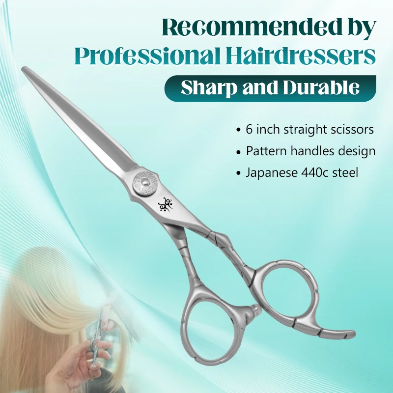 

Yijiang Hair Straight Scissors Professional 6 Inch Japan 440c Steel Hair Cutting Scissors Barber Shop Hairdressing Shear