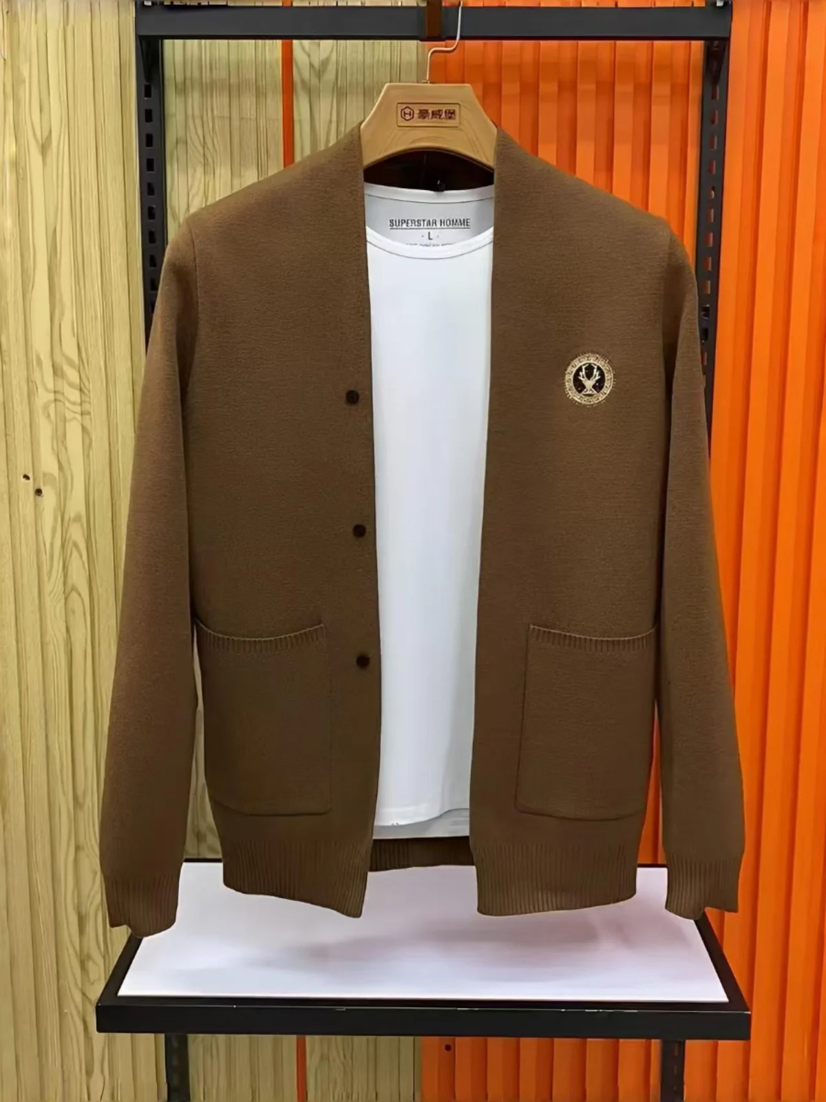 

Мужской вязаный свитер-кардиган с V-образным вырезом, модный повседневный приталенный крой, осенняя новинка, универсальный, премиум-класса