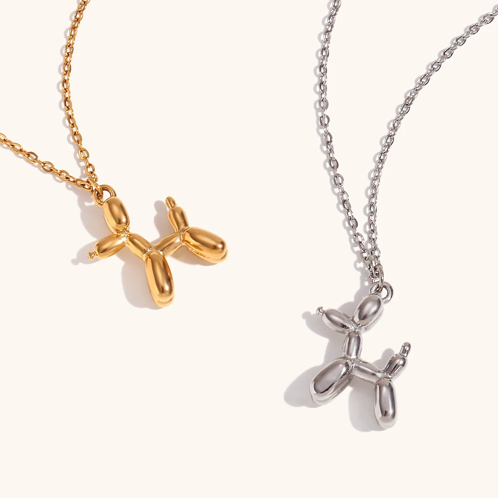 La.Muses Lovely three-dimensional puppy pendant o-chain one piece stainless steel necklace woman Jewelry on the neck Decoration